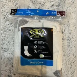 Athletic Works Men’s white crew socks shoe size 6-12 New